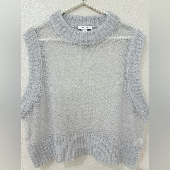 TopShop Open Stitch Sweater Vest Wool Size S -M NWT - Picture 5 of 13